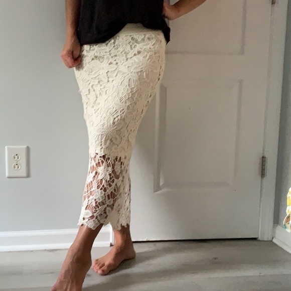 Adiva cream crochet skirt size m NWT bohemian Victorian vintage style beach - Picture 10 of 11